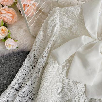 White Lace Long Sleeve Tops Lace Tops
