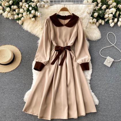 Sweet A Line Long-sleeved Corduroy Dress