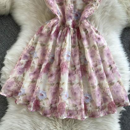 Cute floral short dress fashion dre..