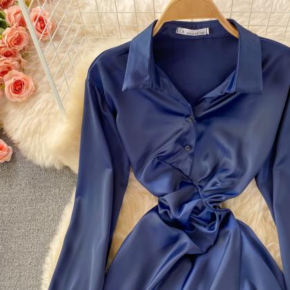 Sexy Blue Long Sleeve Dress Fashion Dress