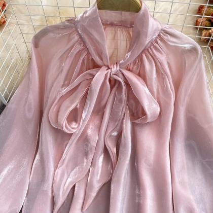 Fashionable Bow-knot Long-sleeved Top