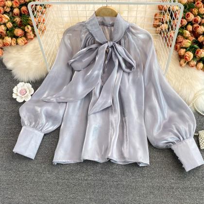 Fashionable Bow-knot Long-sleeved Top