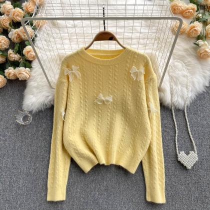 Lovely Bow-knot Long-sleeved Sweater