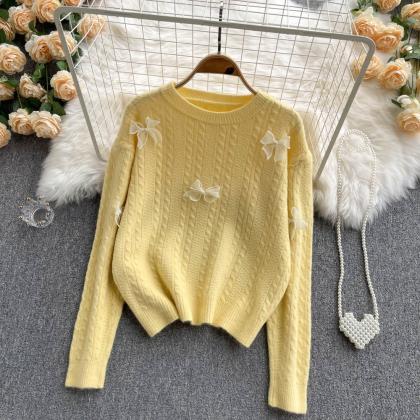 Lovely Bow-knot Long-sleeved Sweater