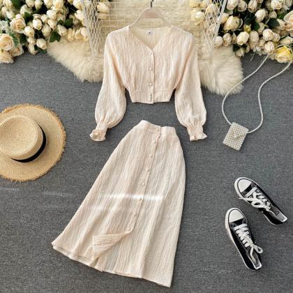 Cute Two Pieces Long Sleeve Dress Fashion Dress