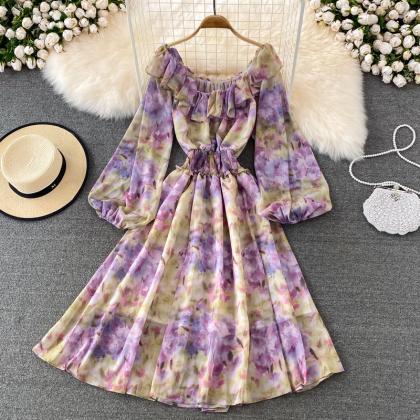 Stylish Long Sleeve Floral Dress Fashion Dress