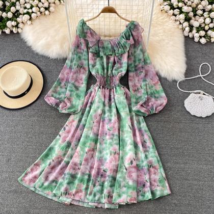 Stylish Long Sleeve Floral Dress Fashion Dress