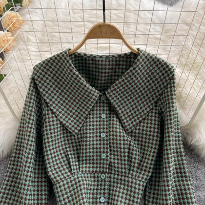 High-quality Houndstooth Long-sleeved Top