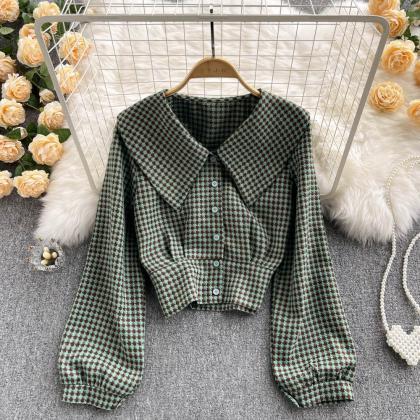 High-quality Houndstooth Long-sleeved Top