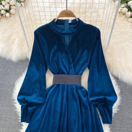 Elegant Velvet Long Sleeve Dress Fashion Dress