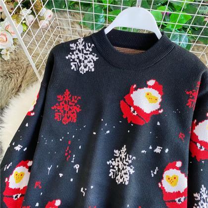 Cute Round Neck Long Sleeve Sweater Christmas..