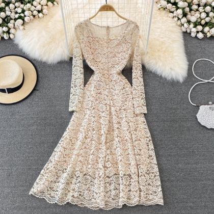 Cute Lace Long Sleeve Dress Fashion Dress