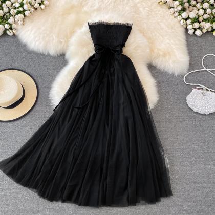 Black Tulle Off Shoulder Dress Fashion Girl Dress
