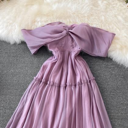 Purple A Line Short Dress Off Shouler Party Dress