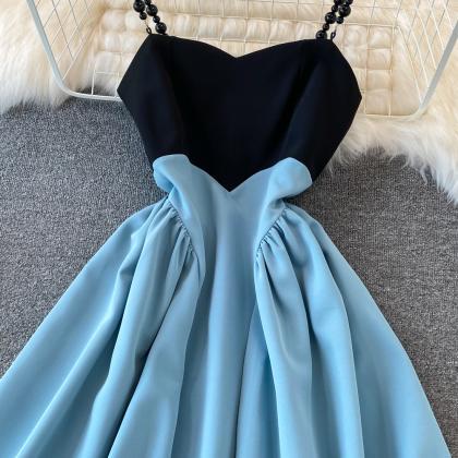 Cute A Line Short Dress Blue Fashion Dress