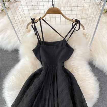 Black Irregular Backless Dress A Line Fashion..