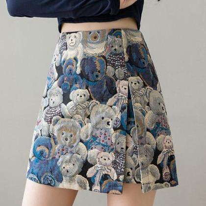 Cute Bear A Line Skirt