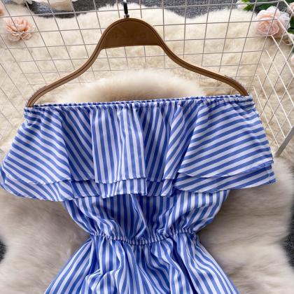 Cute blue striped jumpsuit