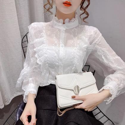 Cute Lace Long Sleeve Tops Fashion Tops