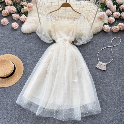 Cute tulle lace short dress fashion..