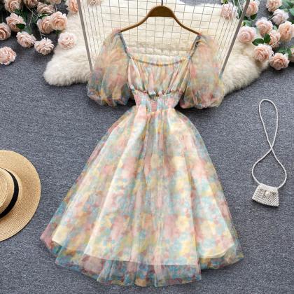 Cute A Line Floral Dress Fashion Girl Dress
