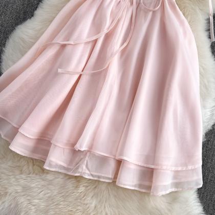 Pink Tulle Short Backless Dress Fashion Girl Dress