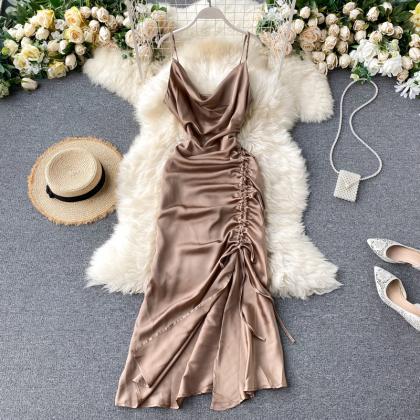 Simple Satin Long Dress Fashion Dress