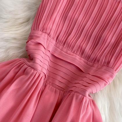 Pink Chiffon Short Dress A Line Fashion Dress