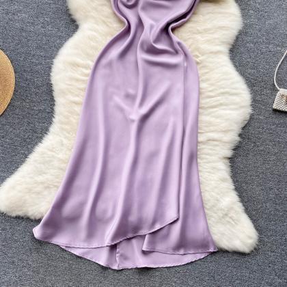 Purple Satin Fashion Dress