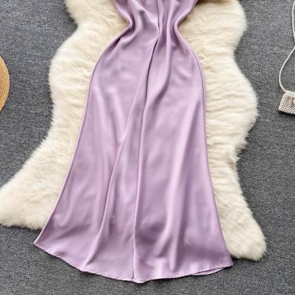 Purple Satin Fashion Dress