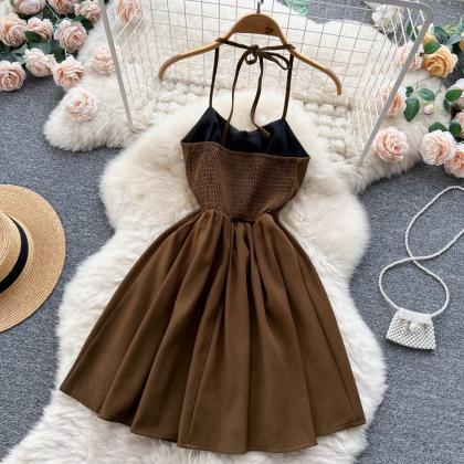 Cute Lace-Up Short Dress, A-Line Fa..