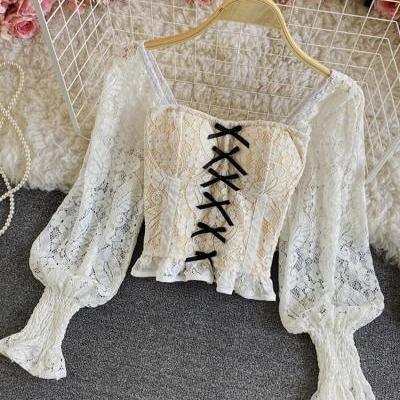 Tops long sleeve lace tops