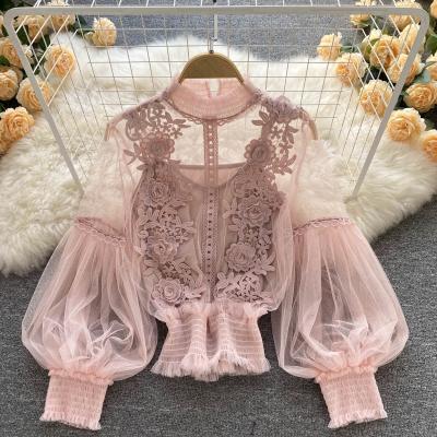 Lovely lace applique long sleeve top