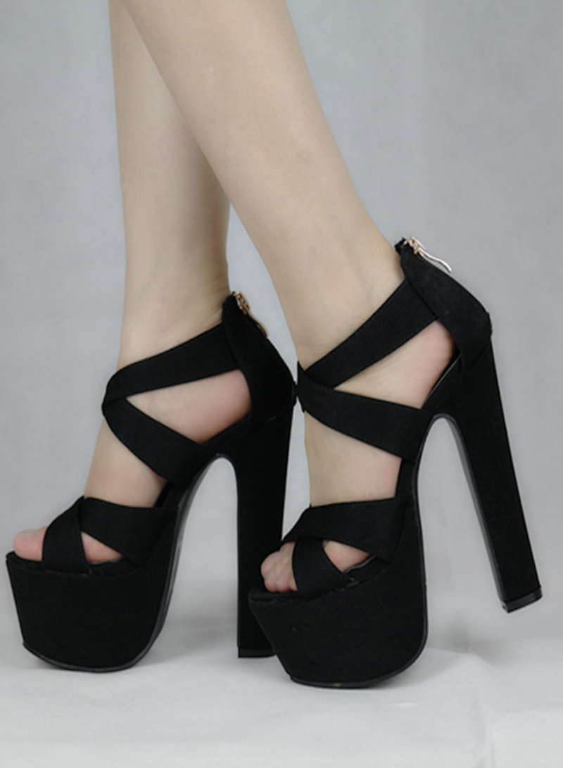Sexy Black High Heel Sandals