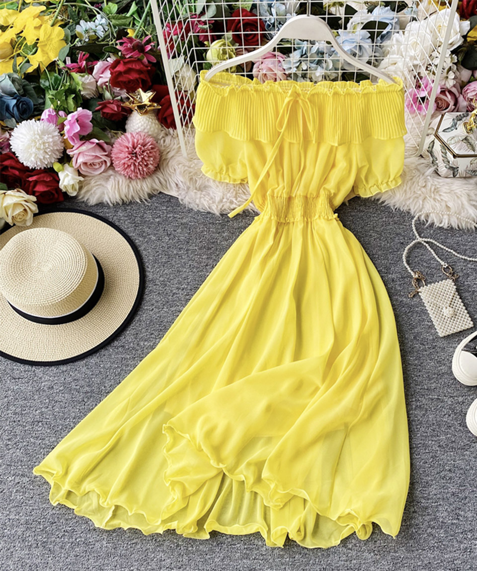 Cute Off The Shoulder Chiffon Casual Summer Dress