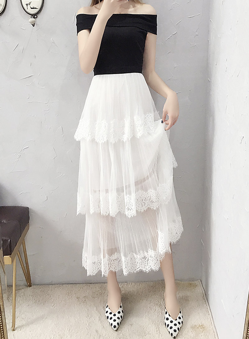 Black And White Lace Dress Fashion Girl Dress