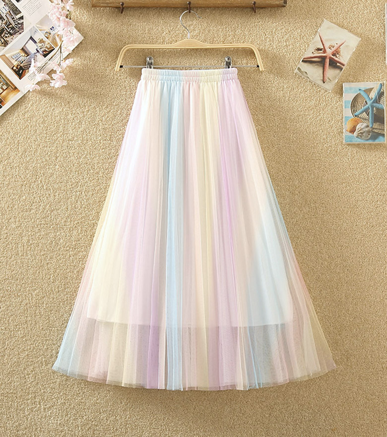 Cute rainbow color tulle skirt