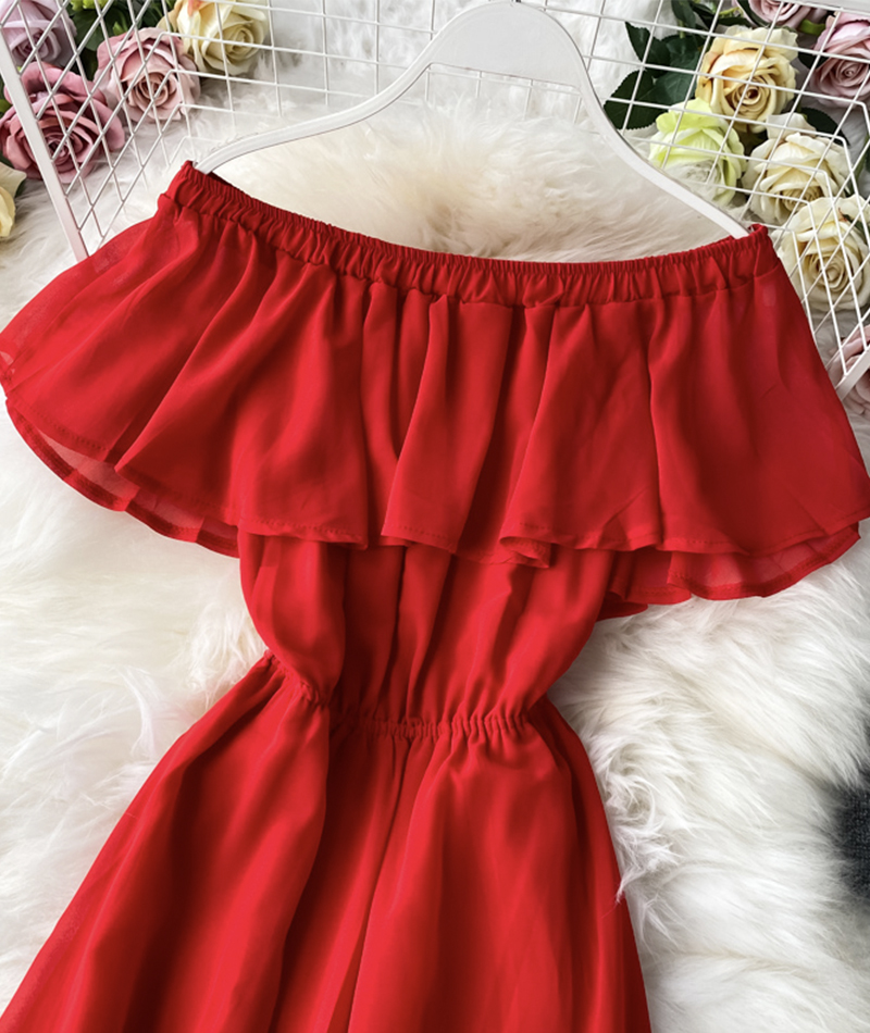 A-Line Chiffon Dress with Illusion Neckline Red Plus Size