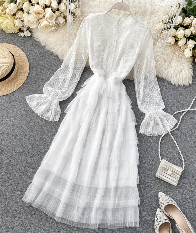 Cute Long Sleeve Lace Dress Fashion Girl Dress