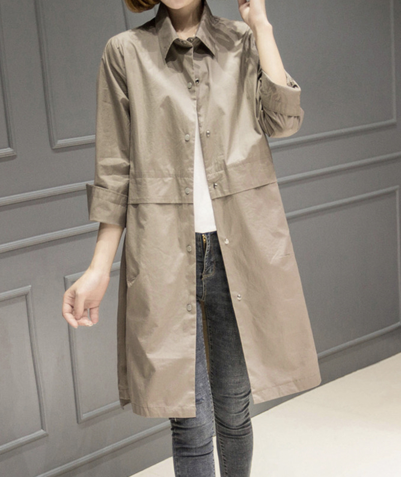 Fashion Slim Long Outerwear Autumn Long-sleeved Trench Coat