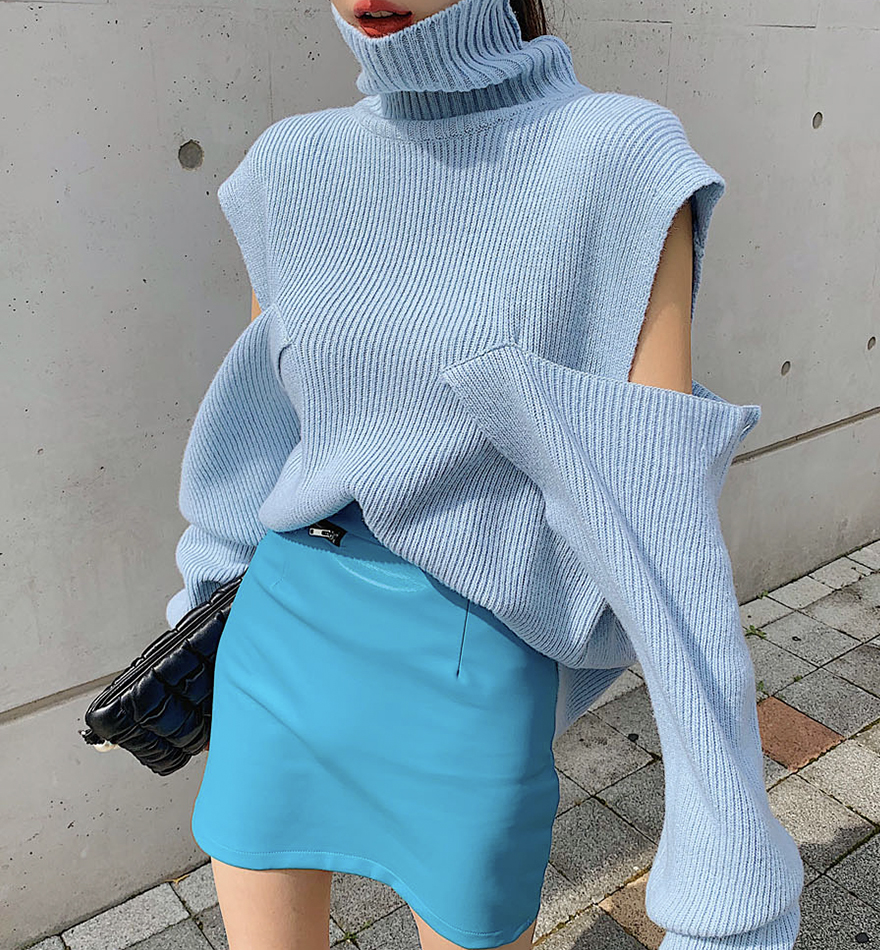 Uniquely Designed Turtleneck Sweater Loose Long-sleeved Sweater
