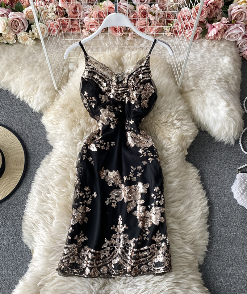 Black Sequins Short Dress Party Dress on Luulla