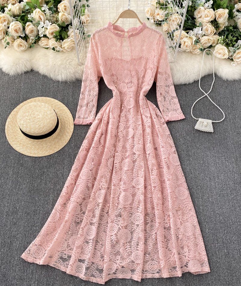 A Line Lace Long Dress Simple Dress