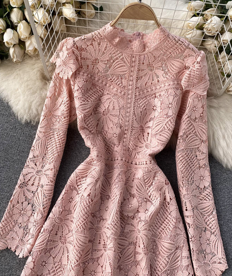 A Line Cutout Lace Dress Long Sleeve Dress on Luulla