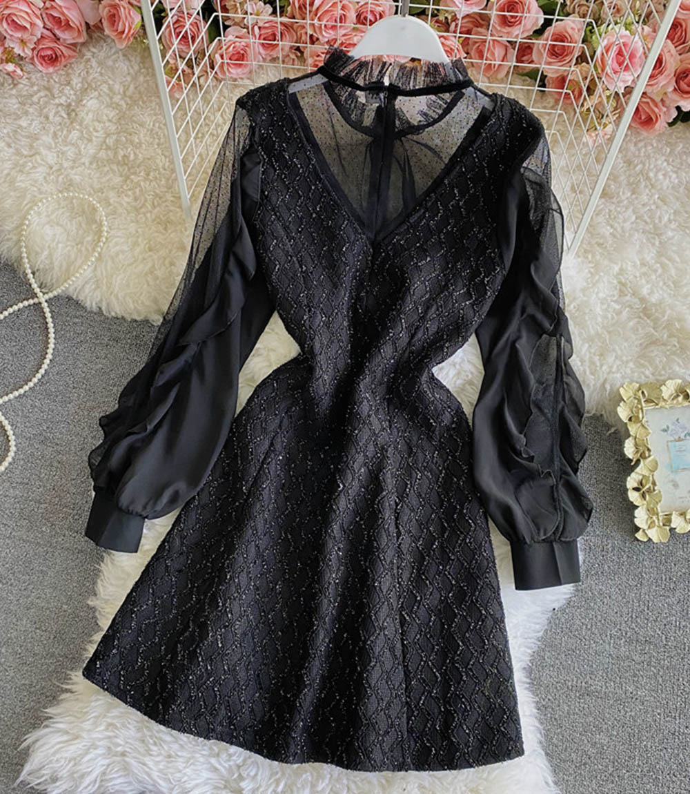 Black A Line See Through Dress Short Dress on Luulla