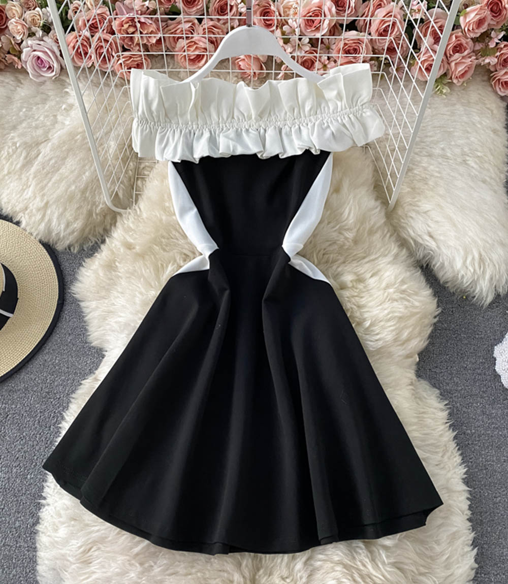 Cute A Line Short Dress Black Dress