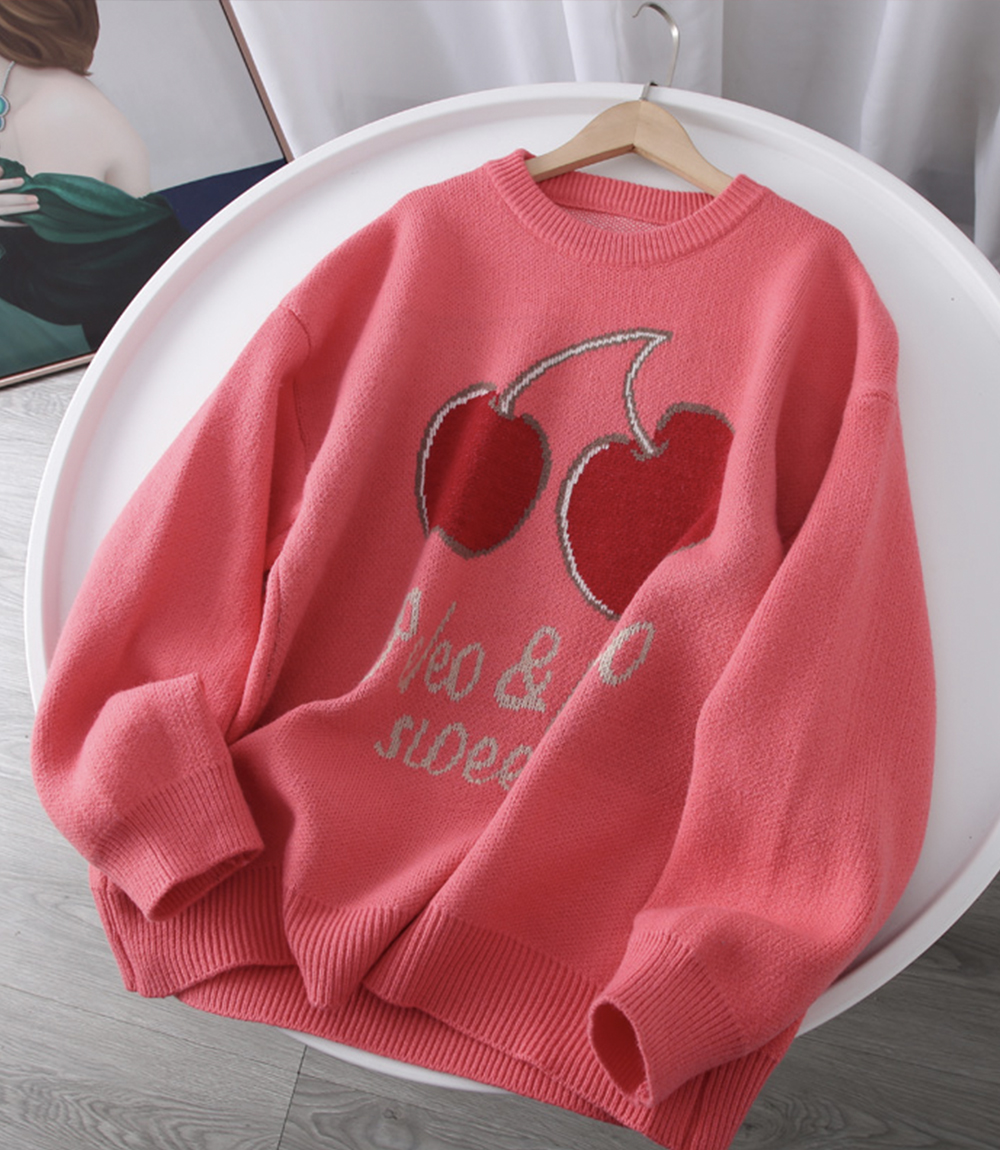 Sweater Cute Cherry Love Long Sleeve Sweater