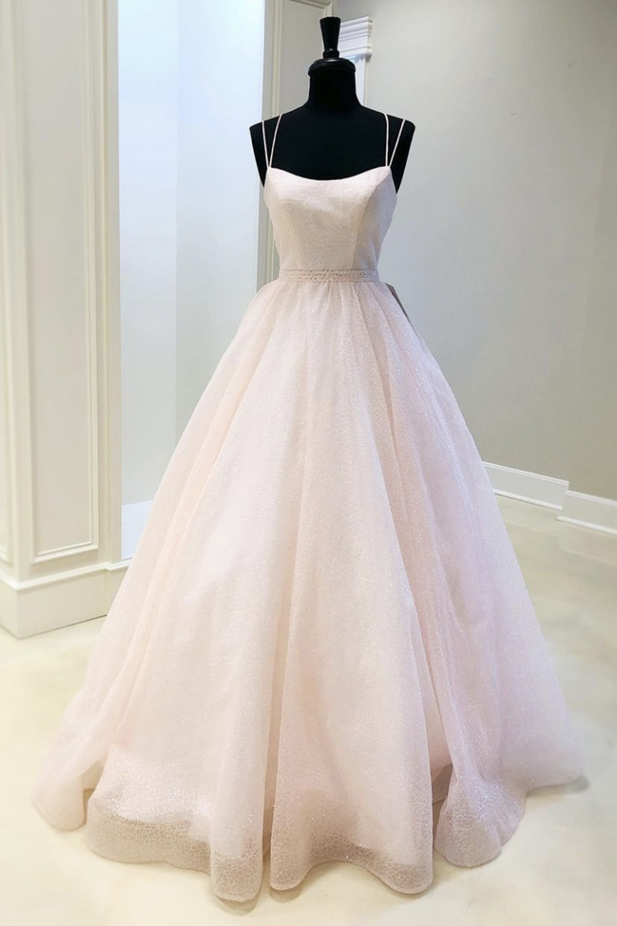 Cute A line tulle long prom dress evening dress