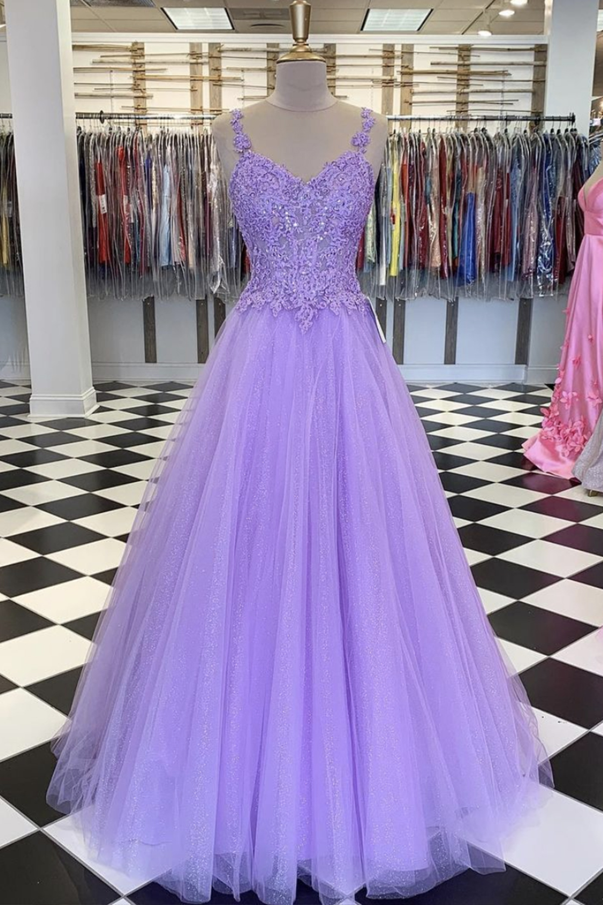 Purple Lace Long Prom Dress Burgundy Evening Dress