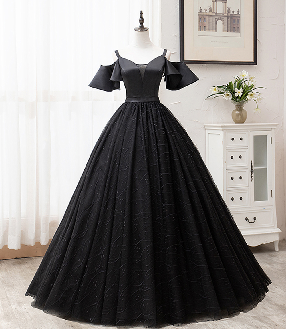 Black Tulle Long Ball Gown Dress Black Evening Dress